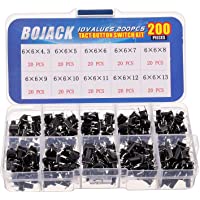 BOJACK 10 Valores 200 piezas 6x6 mm Interruptores mediante pulsación de botón Kit de surtido de interruptores…